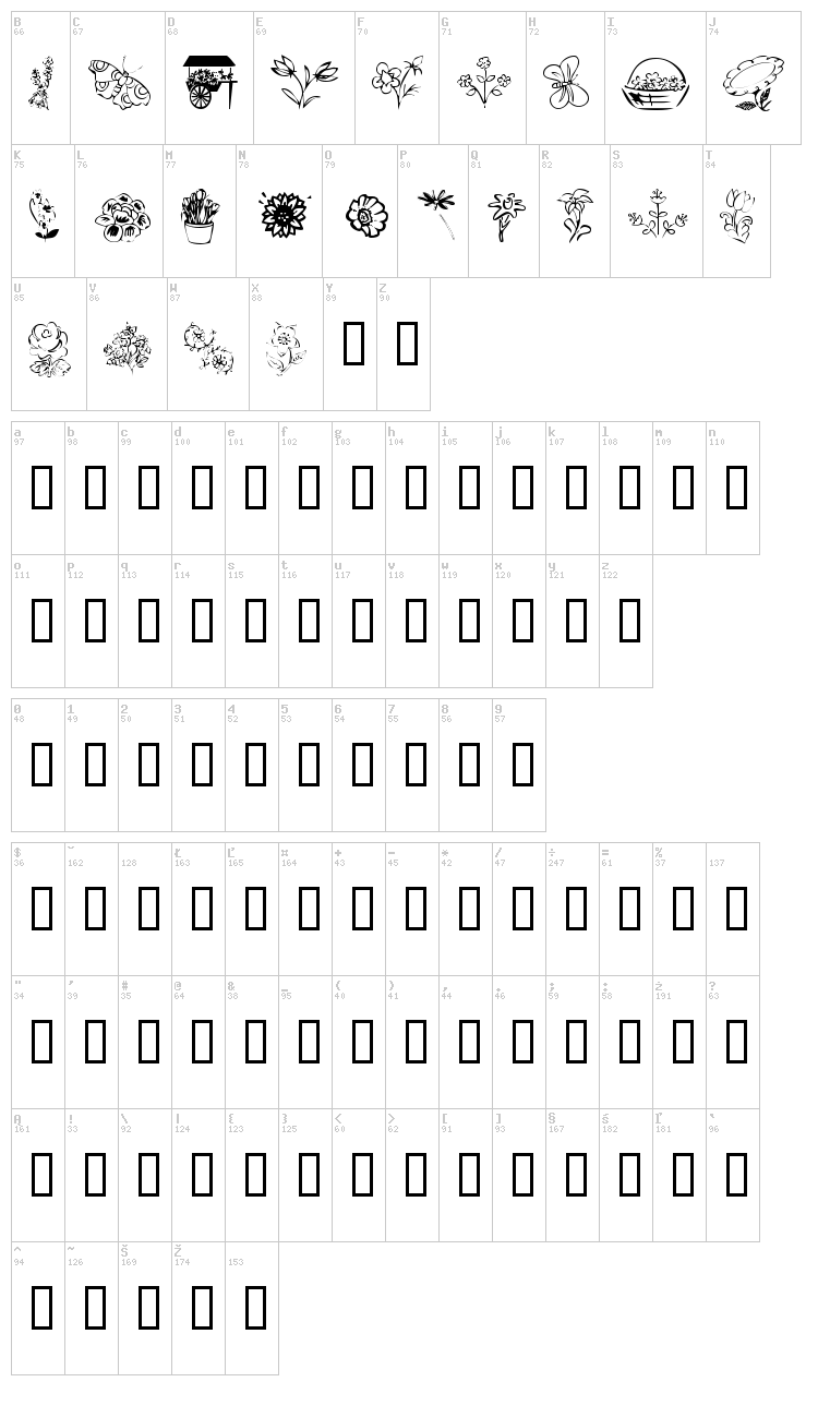 KR Spring Me font map